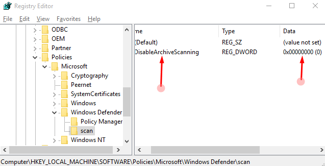 Enable Archive Scanning in Windows Defender On Windows 10 picture 4