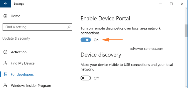 Enable Device Portal in Windows 10