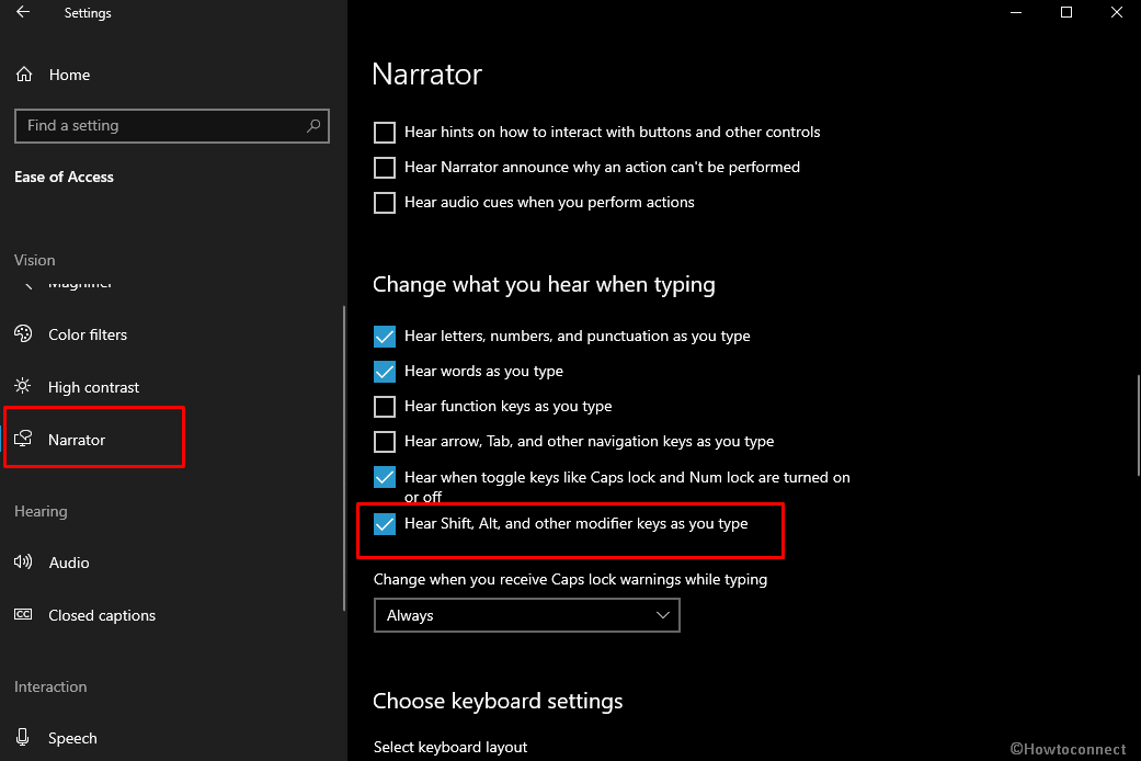 Enable Narrator Announce Modifier Keys as Typed in Windows 10-min