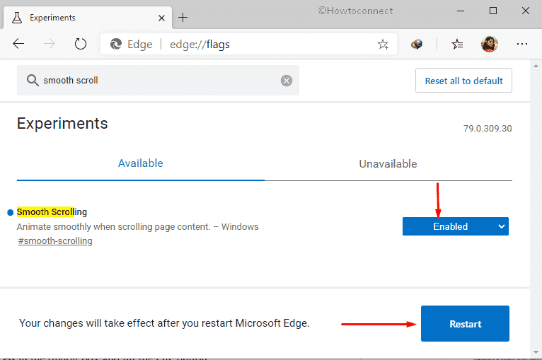 Enable Smooth Scrolling in Microsoft edge-use edge flags