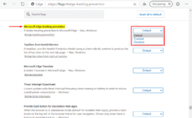 Enable Tracking Prevention in Microsoft Edge-Set the status to either enabled or disabled