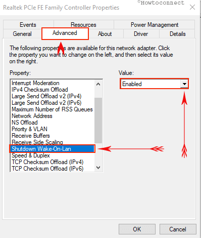 Enable Wake on LAN setting for LAN driver Image 1