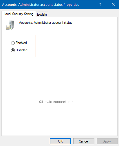 Enable or disable administrator built in account