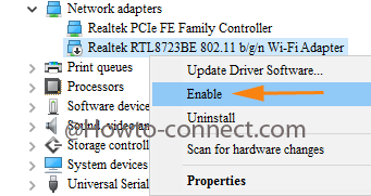 Enable Mistakenly Disabled Adapters in Windows 10