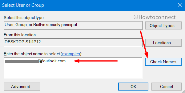 Enter the object name box Windows 10 Pic 4