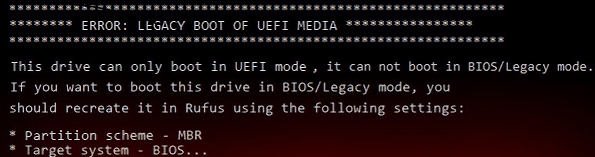 Error legacy boot of uefi media Windows 10 Pic 1