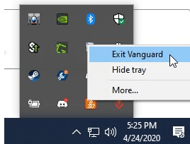 Exit Vanguard from Windows 10 System Tray Image 3