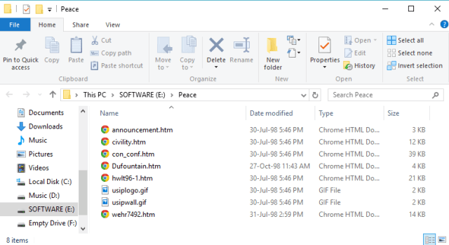 Extracted data of a zipped file