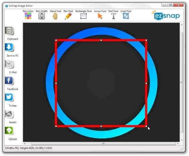 EzSnap software Image Editor window ezsnap software image editor window