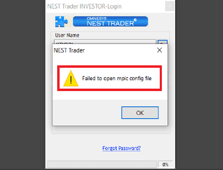 Failed to open Mpic config file error