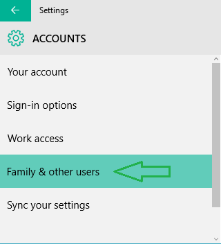 Family & Other users in Accounts category