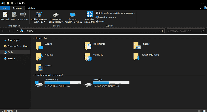 File Explorer White bar