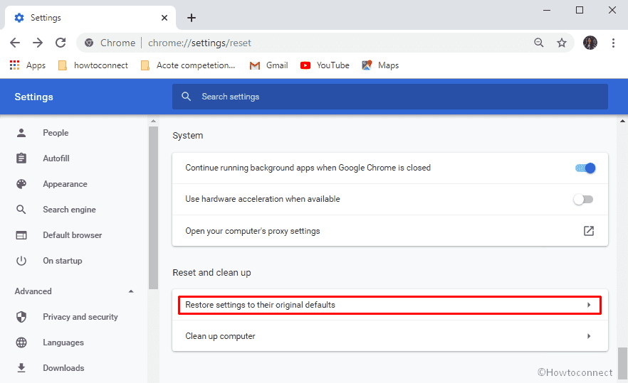 Fix Aw, Snap! Error Google Chrome-restore settings to default