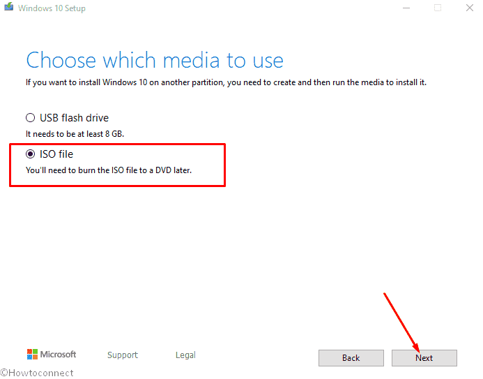 ISO Files option Choose which media to use window