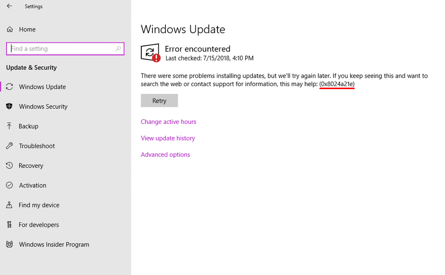 Fix Windows 11/10 Update Error Code 0x8024a21e