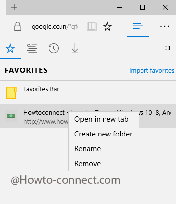 Edit Favorites in Edge on Windows 10