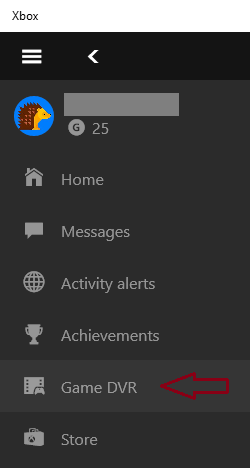 Game DVR symbol of the Xbox app in Windows 10