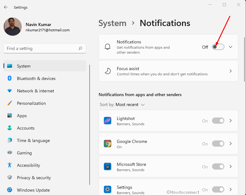 Get notifications from these senders
