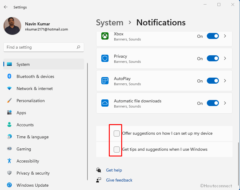 Get tips and suggestions when I use Windows