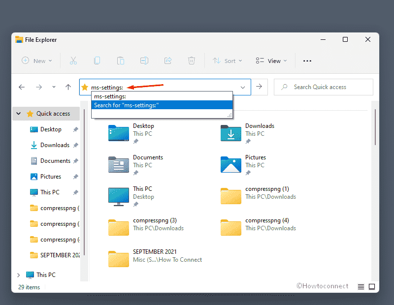 Go through File explorer to open Settings in Windows 11