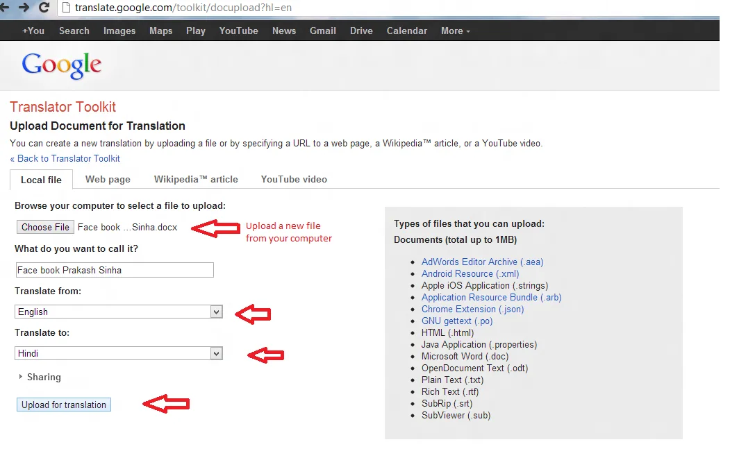 google translator toolkit
