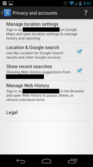 GoogleNow manage accounts image