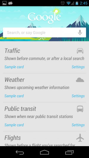 GoogleNow search option in android