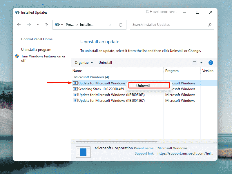 Hello PIN Error 0x80090011 in Windows 10 or 11 - Uninstall Windows update