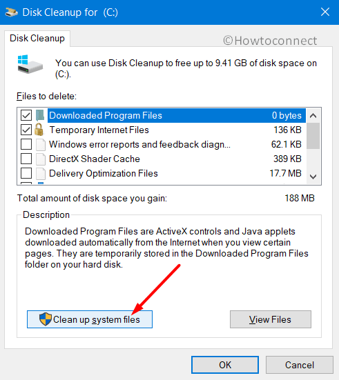 Hit the Clean up system files button in Disk Cleanup Windows 10 Pic 6