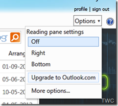 hotmail account to upgrade in outlook image