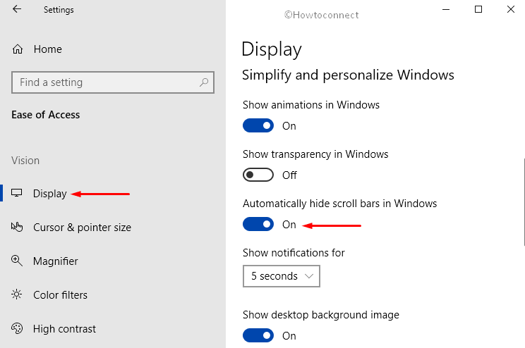 How Disable Enable Automatically Hide Scroll bars in Windows 10 Pic 2