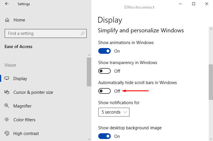 How Disable Enable Automatically Hide Scroll bars in Windows 10 Pic 3