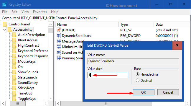 How Disable Enable Automatically Hide Scroll bars in Windows 10 Pic 5