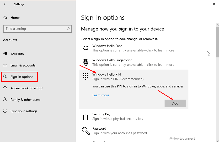 pin not working windows 10