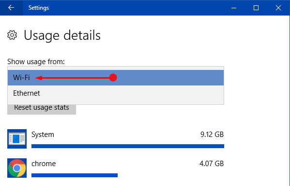 How To Reset Data Usage Stats of Wi-Fi and Ethernet in Windows 10 Image 3