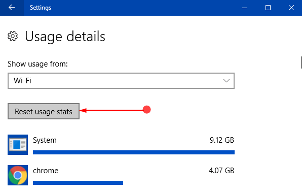 How To Reset Data Usage Stats of Wi-Fi and Ethernet in Windows 10 Image 4