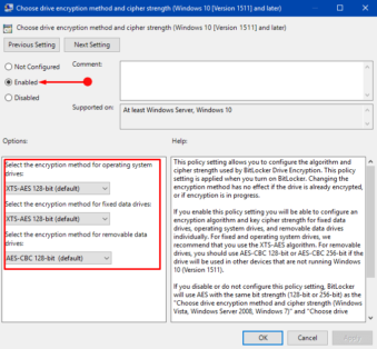 How to Change Default BitLocker Encryption Method and Cipher Strength ...