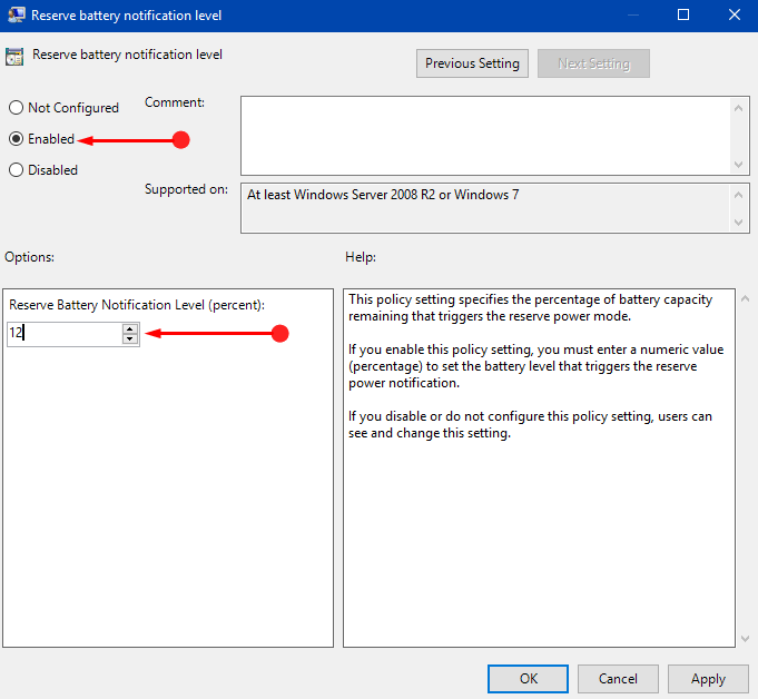 How to Change Reserve Battery Level in Windows 10 Pics 2
