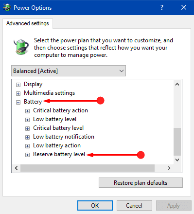 How to Change Reserve Battery Level in Windows 10 Pics 4