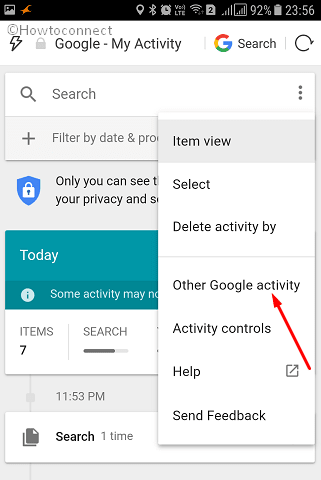 delete activity history of your google
