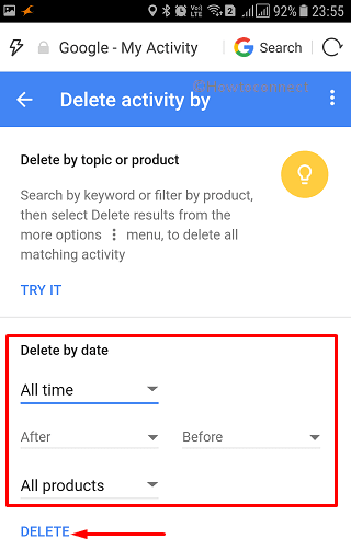 How to Delete Activity History of Your Google Account on Android Pic 6