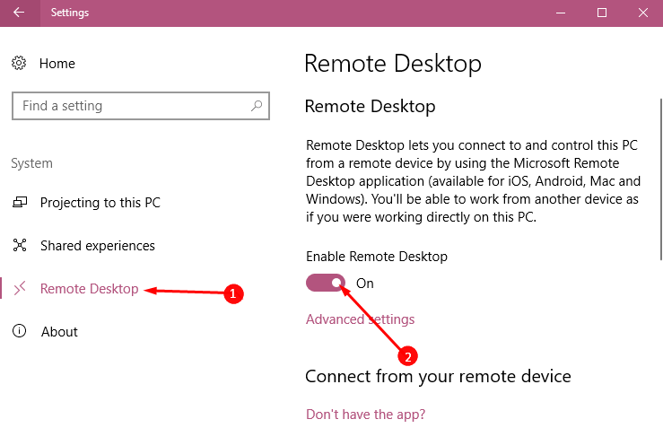 setup a remote desktop connection on a mac for windows 10?