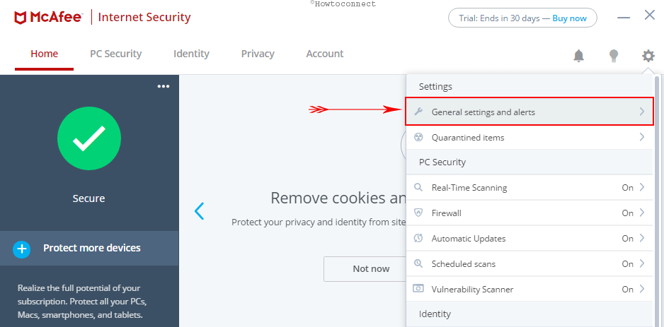 How to Disable Your Computer is at Risk popup in McAfee Image 2