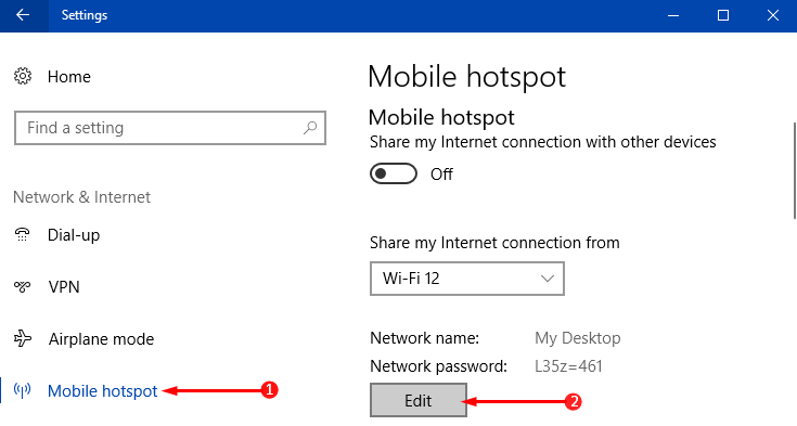 How to Edit Network Name, Password for Mobile Hotspot Windows 10 Pic 1