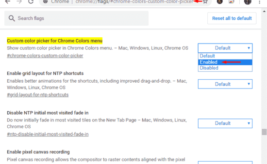 How to Enable Chrome Colors menu for New Tab page Customization image 4