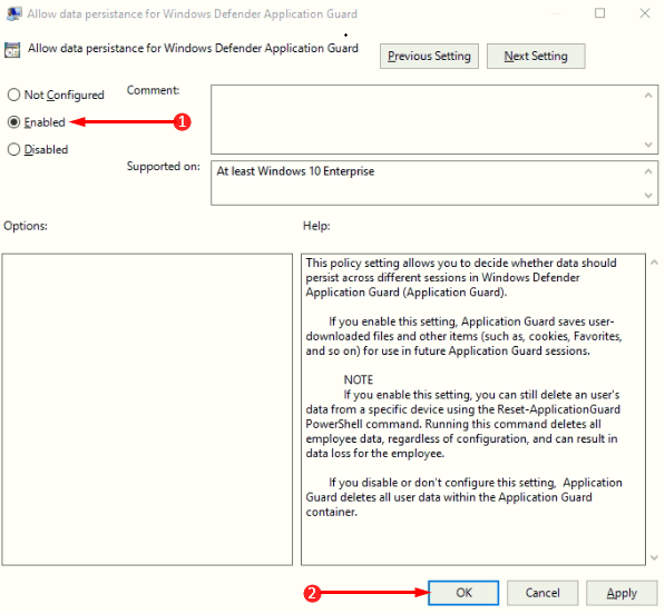 How to Enable Data Persistence for Microsoft Edge in Application Guard Windows 10 Picture 2