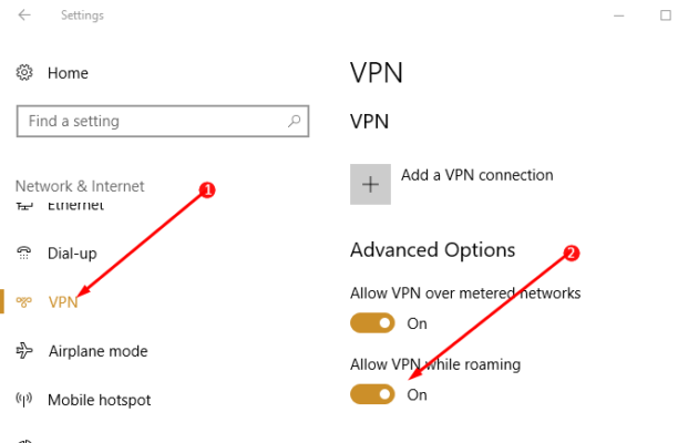 How to Enable / Disable Allow VPN While Roaming on Windows 10