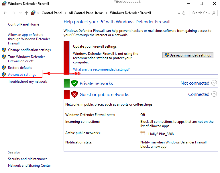How to Enable Disable Windows Defender Firewall in Windows 10 control panel img 5