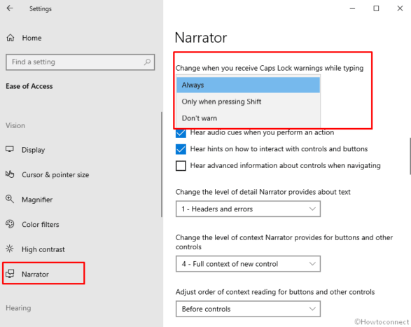 How to Enable or Disable Narrator Caps Lock ON Alert in Windows 10