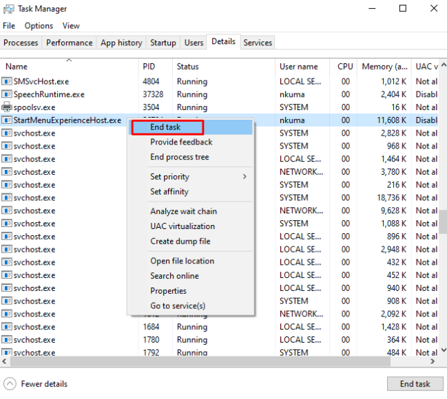 How to End Task and Restart Start Menu in Windows 10 1903